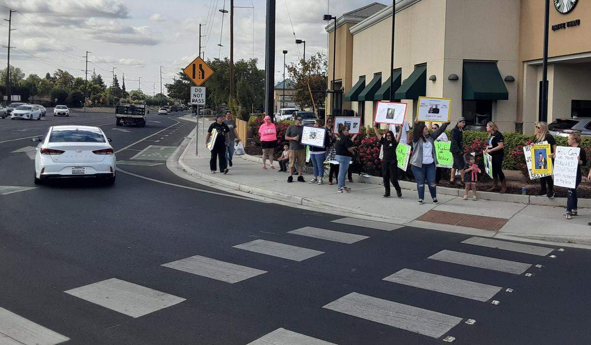 Family members, friends and advocates of police reform protested Saturday, Oct. 22, 2022, at McHenry and Briggsmore avenues over the July 14 fatal shooting of Paul Chavez by Modesto police, as well as the others who have died at the hands of law enforcement in the region.