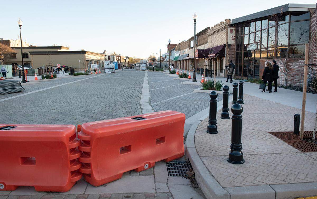 Streetscape renovation on Third Avenue in Oakdale, Calif., Friday, Jan. 20, 2023.