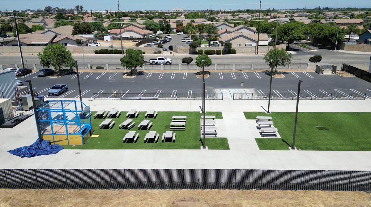 A new food truck court is set to open off Service Road in Ceres. Photographed Tuesday, May 20, 2025. The Ceres Grub Hub will be open at 4040 Farm Supply Drive. Its hours will be 7 a.m. to 10 p.m. daily, though and​ individual food trucks will make their own hours.