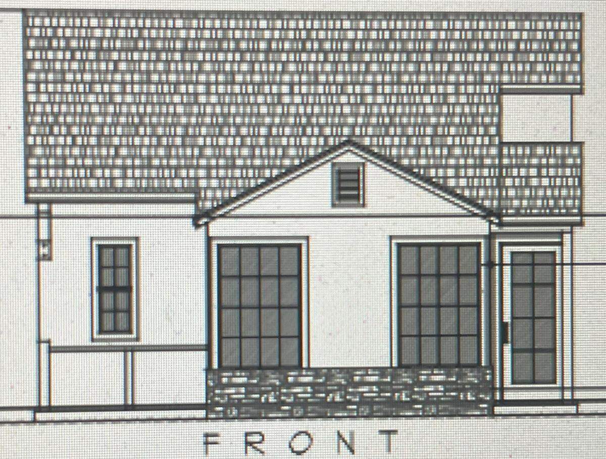A rendering shows one of the facades for 27 small houses approved by the City Council in Riverbank, Calif., on Aug. 26, 2025.