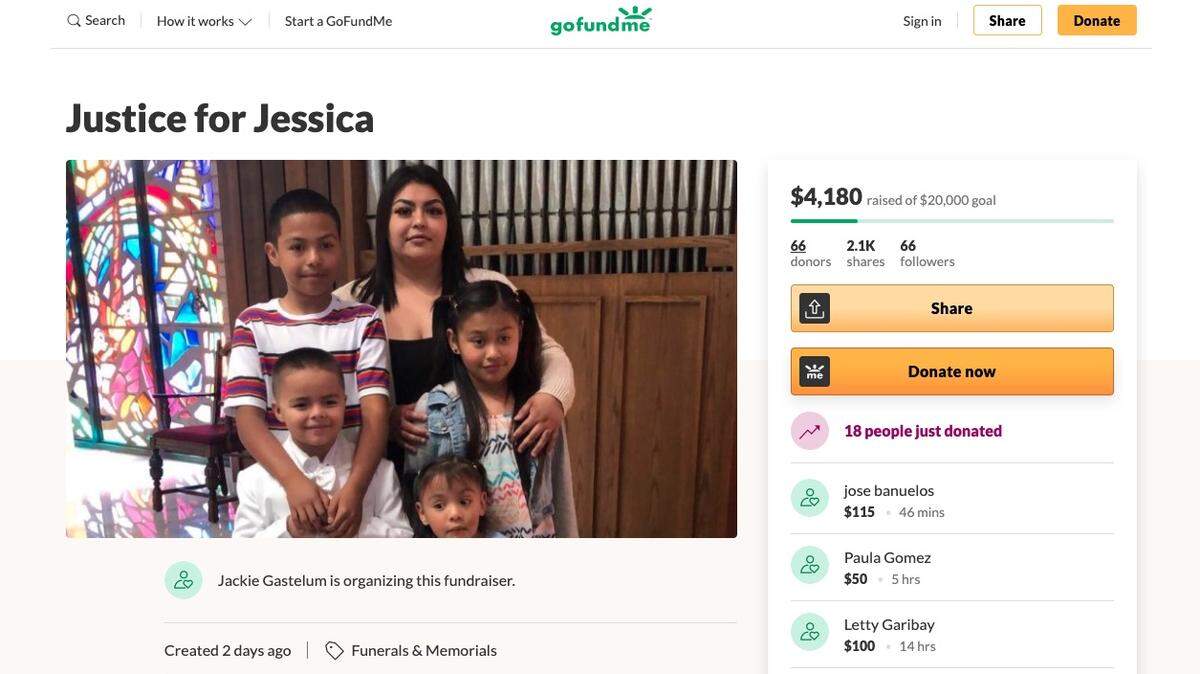 Screen grab of GoFundMe page