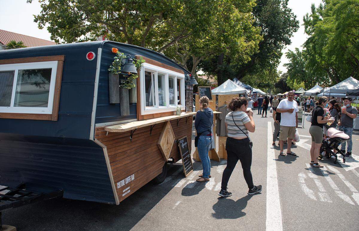 Culture Coffee Bar at Thursday’s farmers market in Modesto, Calif., on Aug. 12, 2021.