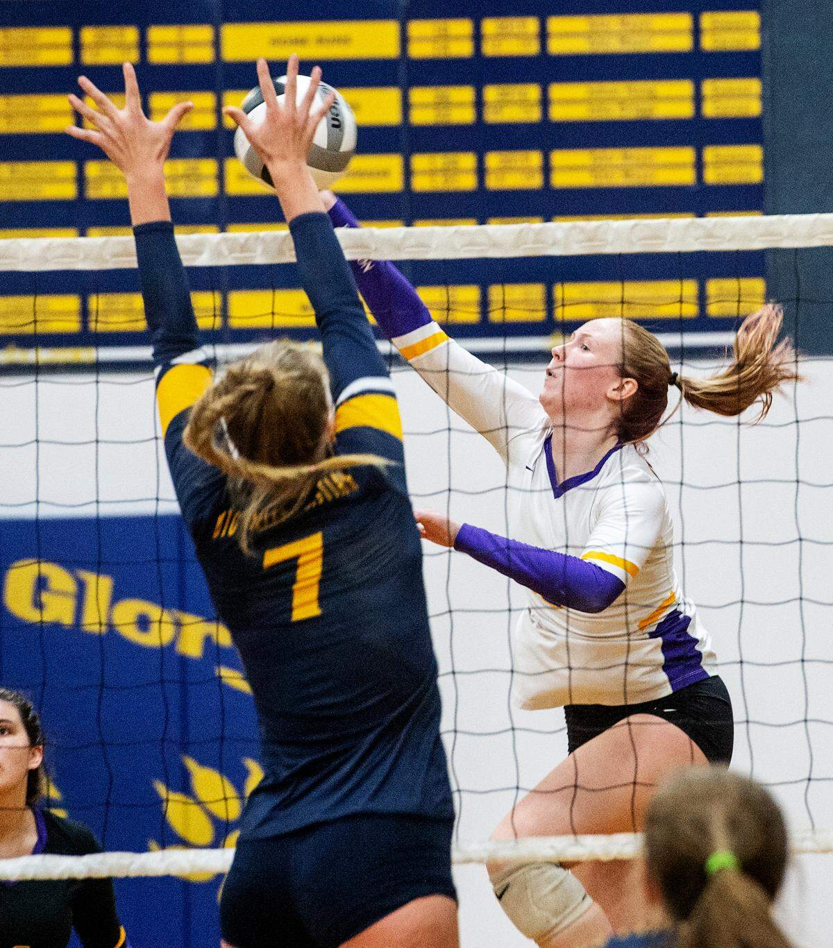 Escalon’s Mandy Murphy returns the ball during the non-league match with Big Valley at Big Valley Christian High School in Modesto, Calif., on Monday, Oct. 4, 2021.