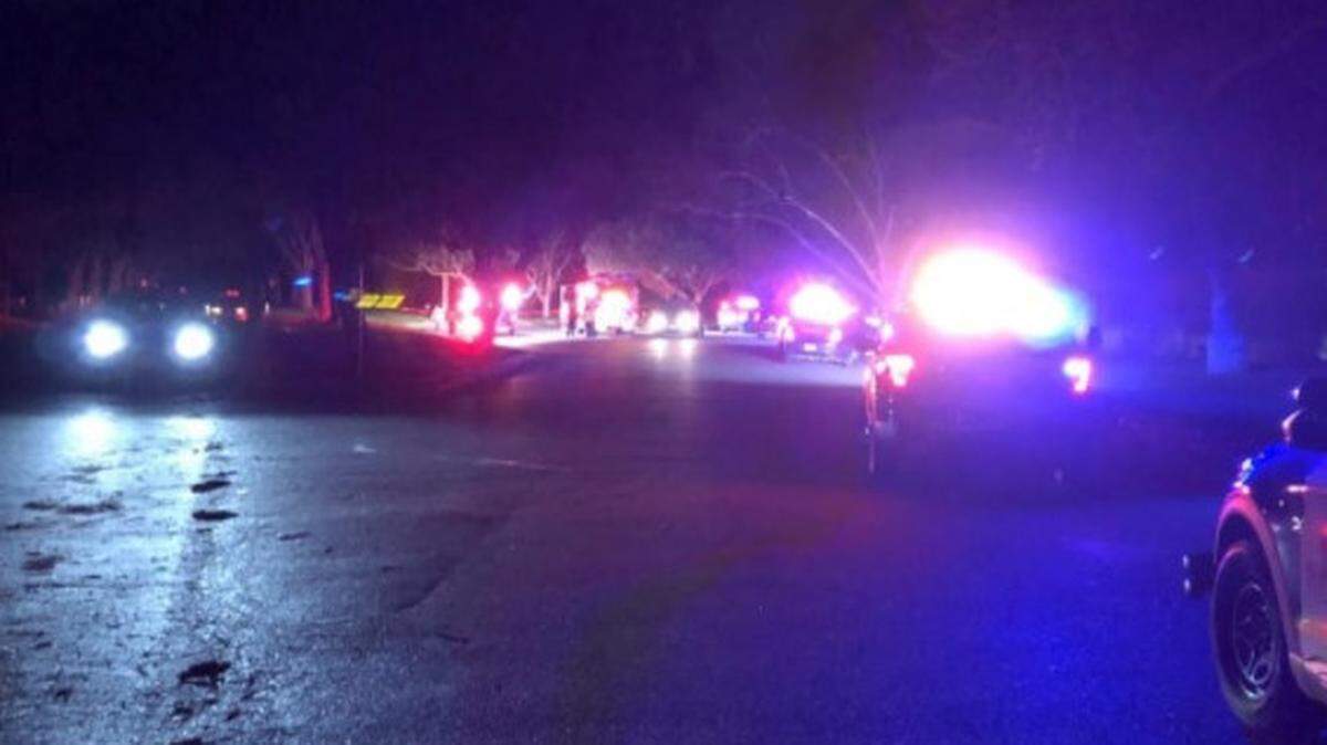 The scene of the double shooting Sunday night, Feb. 14, 2021, outside the American Legion Memorial Hall in south Modesto