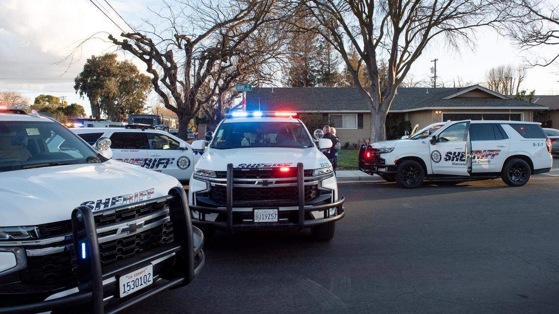 Stanislaus County Sheriff’ Office s deputies investigate after a vehicle pursuit and crash in 2023.