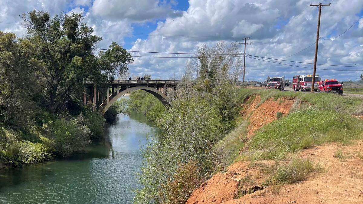 A male body was found in a pickup truck that ended up in Goodwin Creek when the driver crashed east of Modesto near Highway 132 and La Grange Dam Road in Stanislaus County on Saturday, March 30, 2024.