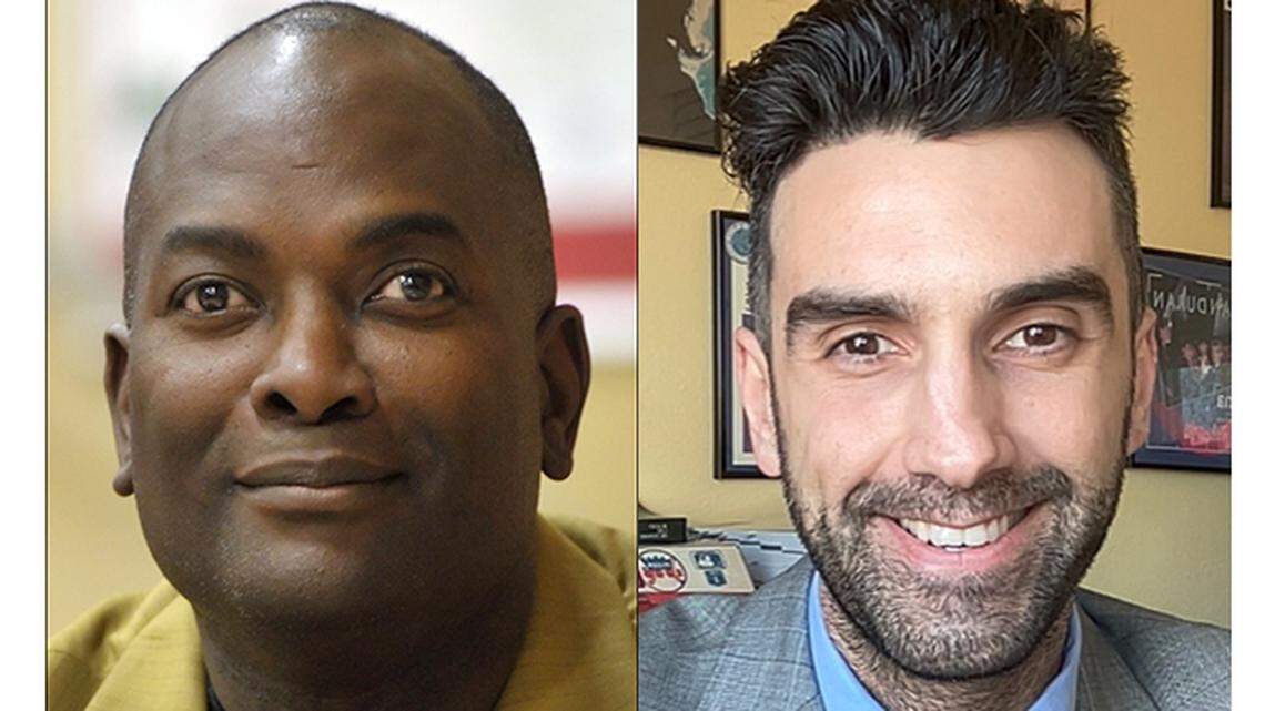 Modesto City Council District 5 candidates Jeremiah Williams, left, and Naramsen Goriel.