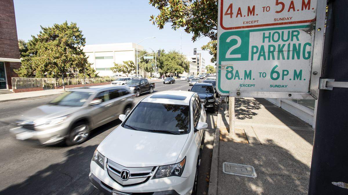 Street parking on H Street in Modesto, Calif., Thursday, Oct. 10, 2019.