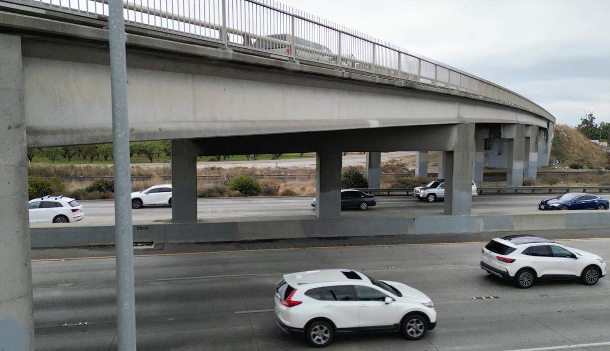 Service Road bridge over Highway 99 at Ceres Gateway in Ceres, Monday, Nov. 25, 2024.