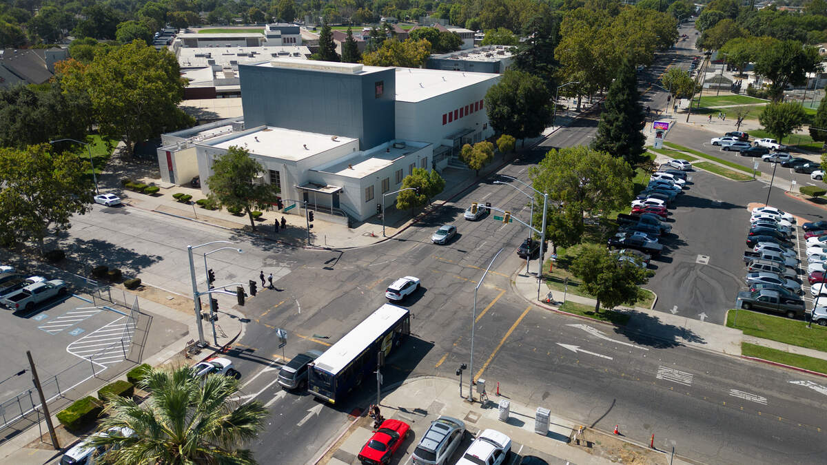 By the fall of 2024 the four lanes of H Street in front of Modesto High will be reduced to two lanes as part of a $11.5 million city project to improve safety for people on foot and bicycle. Photographed in Modesto, Calif., Wednesday, September 6, 2023.