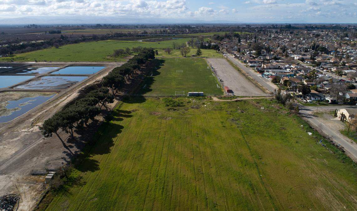 The city of Modesto received a $1 million state grant to build soccer fields and a parking lot next to two existing fields in west Modesto, Calif. Photographed Saturday, Feb. 11, 2023.