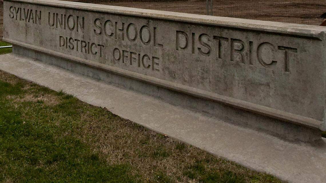 Sylvan Union School District sign in front of their offices on Sylvan Ave.