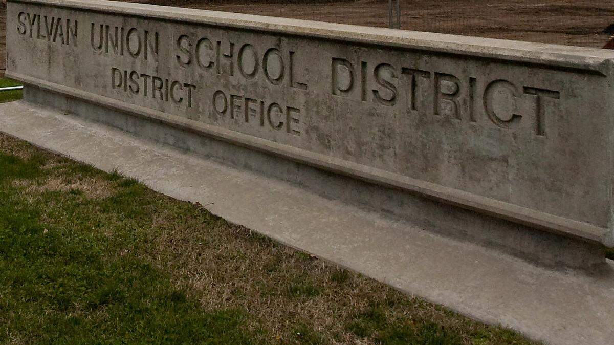 Sylvan Union School District sign in front of their offices on Sylvan Ave.