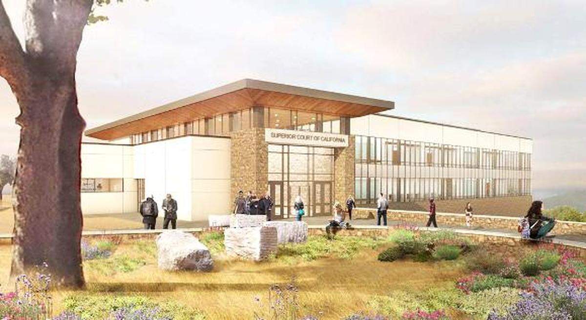 Artist rendering of the new Tuolumne Superior Courthouse under construction in Sonora, California.