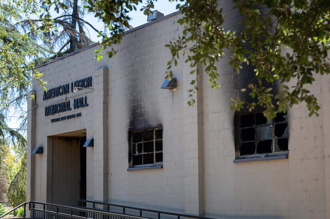 An early morning fire destroyed the American Legion Memorial Hall in Tuolumne River Regional Park in Modesto, Calif., on Thursday, July 21, 2022.