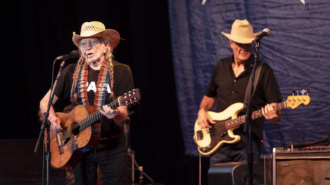 Country singer Willie Nelson performs at the Fruit Yard Amphitheatre in Modesto, Calif., Wednesday, May 8, 2019.