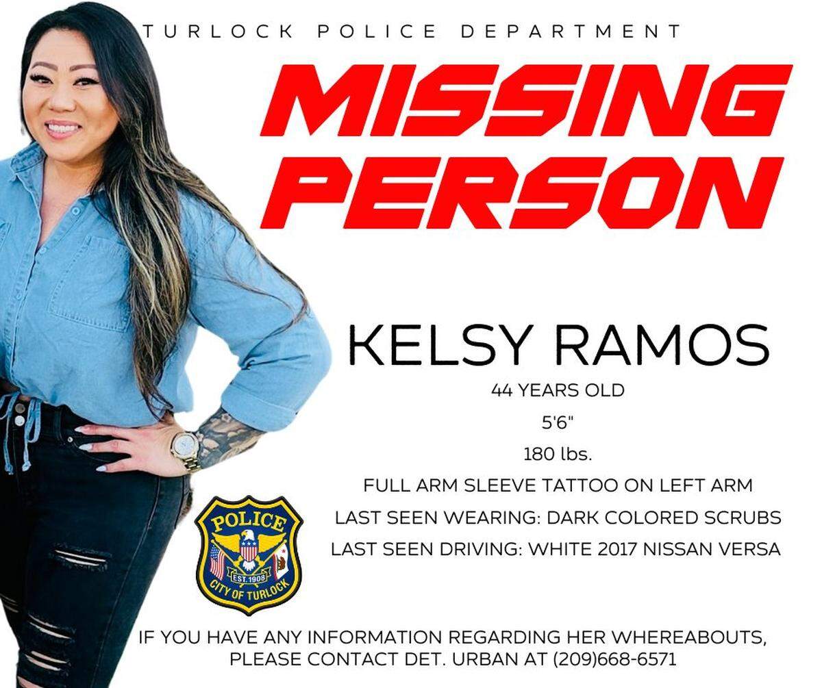 The Turlock Police Department is actively investigating the disappearance of 44-year-old Kelsy Ramos, who was reported missing on May 2.