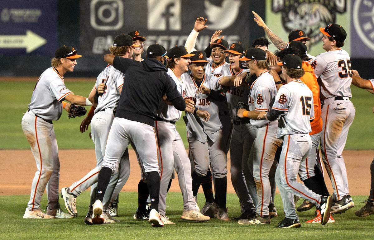 The San Jose Giants clinched the California League North Division first half championship with a 5-2 victory over the Modesto Nuts at John Thurman Field in Modesto, Wednesday, June 18, 2025.