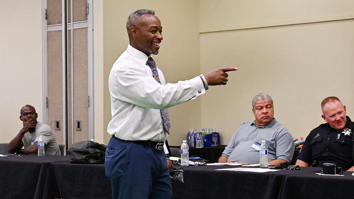 Michael Baldwin leads a race and cultural relations training at Modesto Centre Plaza in Modesto, Calif., on Thursday, June 17, 2021.