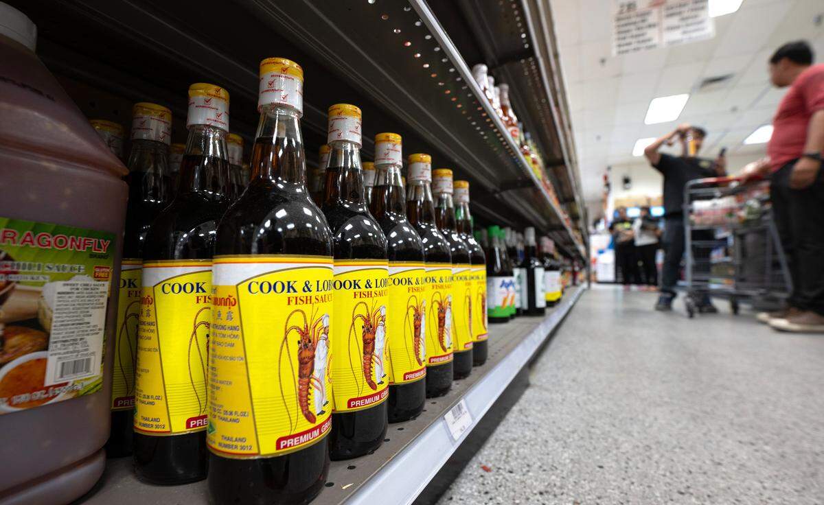 The price of fish sauces have been affected at Asian Market in Modesto, Wednesday, July 2, 2025.