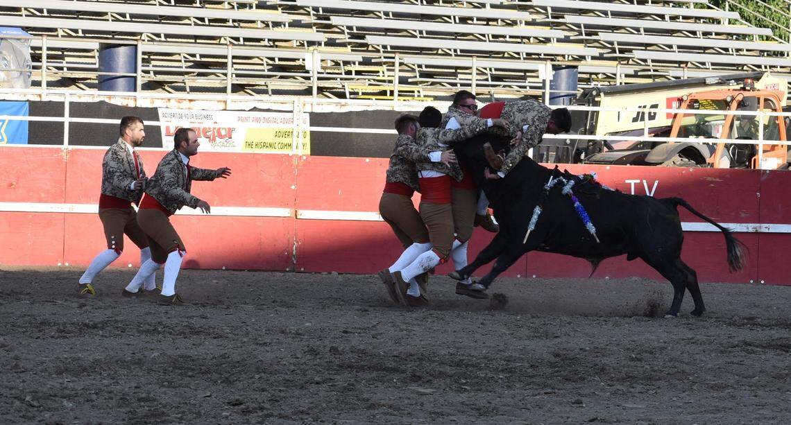 Bloodless bullfights, a Portuguese tradition, were held at the Stanislaus County Fair in Turlock, California, on Sunday night, July 7, 2024.