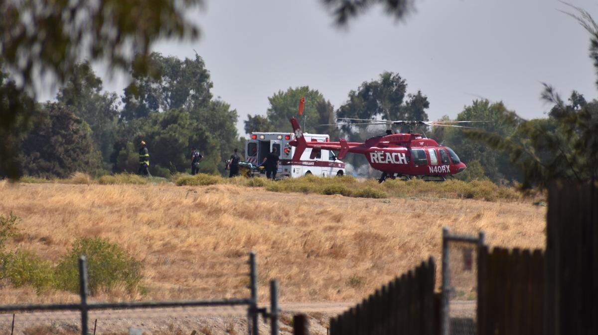 Four people were injured in a vehicle collision at Woodward Reservoir Regional Park north of Oakdale on Sunday, Sept. 2, 2018. One of them was flown by helicopter to a hospital.
