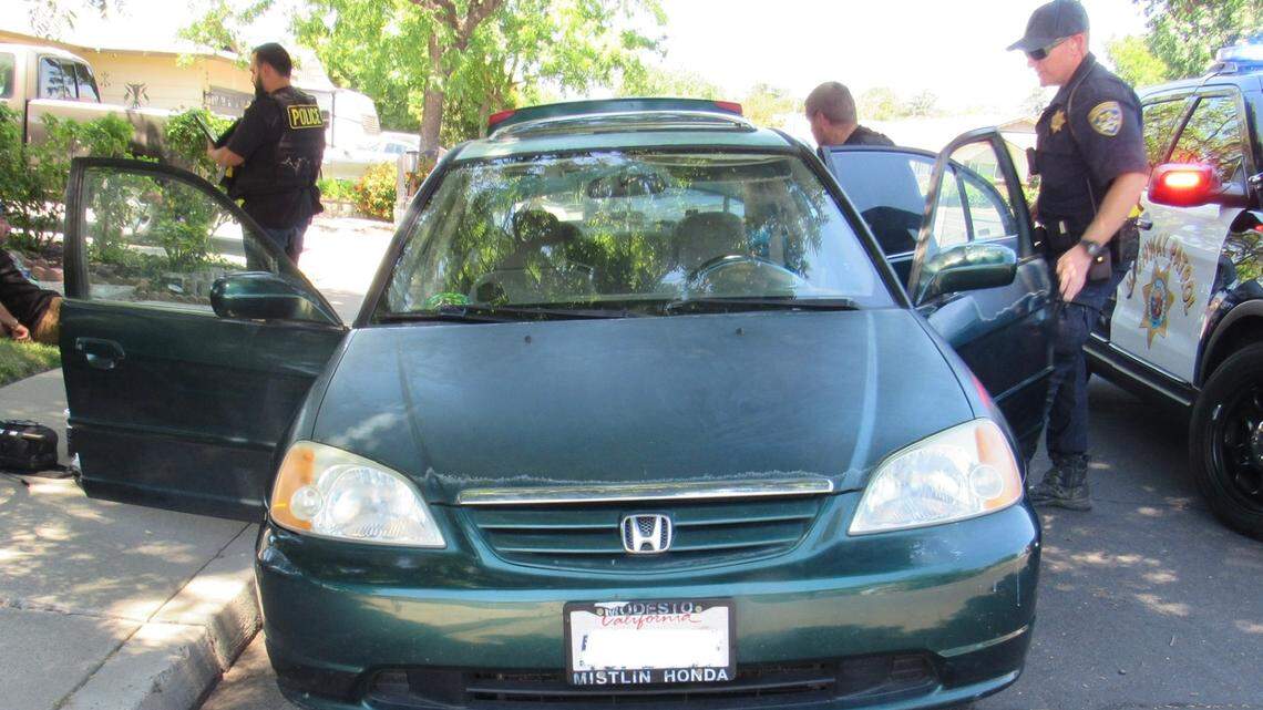 StanCATT detectives and CHP Officers arresting an auto theft suspect on June 3, 2021 in Modesto’s college neighborhood.