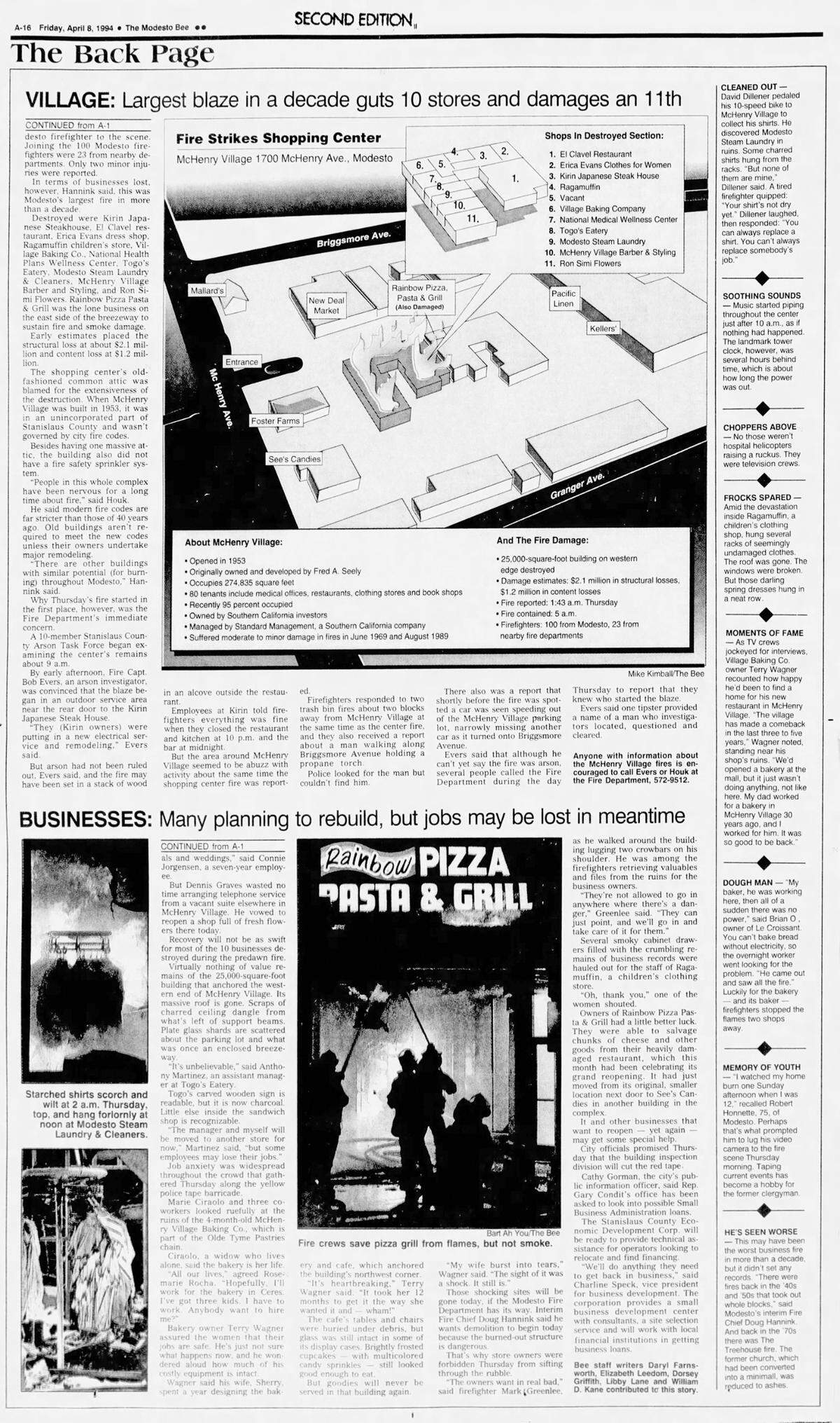 Arsonist burns part of McHenry Village in 1994.