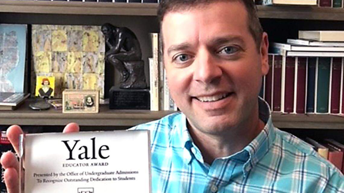 Steve Eitelgeorge, an English teacher at Beyer High School in Modesto, received a Yale Educator Award in September 2020. Students at the university nominate former teachers and counselors.