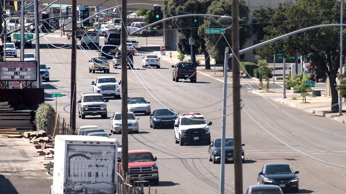 9th Street looking north from the city parking garage on L Street in Modesto, Calif., on Tuesday, June 30, 2020.