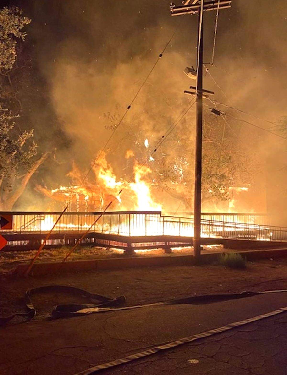 An early morning fire gutted the American Legion Memorial Hall in Tuolumne River Regional Park in Modesto, Calif., on Thursday, July 21, 2022.