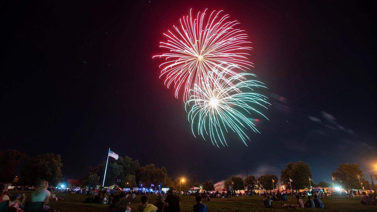 Fireworks explode in the night sky during the 2021 Fourth of July fireworks show in Atwater.