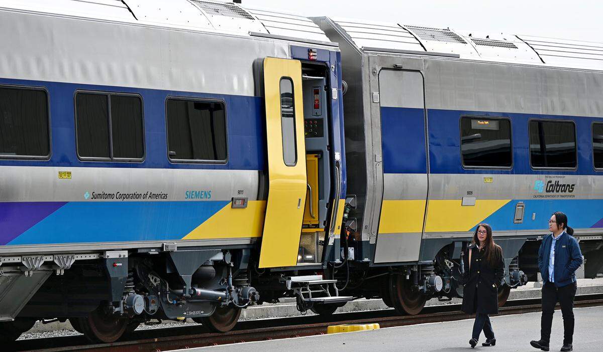 Amtrak showed off the new Venture passenger cars for its San Joaquins line at the ACE Rail Maintenance Facility in Stockton, Calif., Tuesday, March 5, 2024.