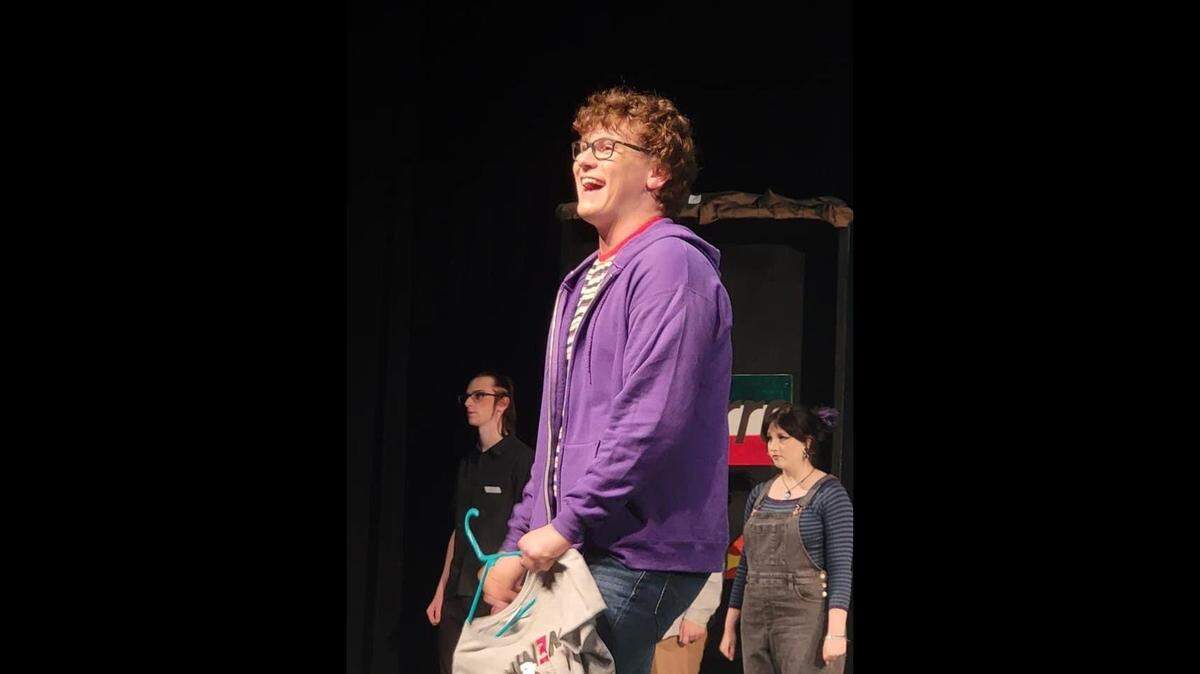 Dalton Howry, a Turlock High School junior, portrays the lead role of Jeremy during the initial April 2022 run of “Be More Chill,” a musical cut short after concerns arose about mature content. The students will be returning for an encore run May 13 to 15, 2022, after district discussion.