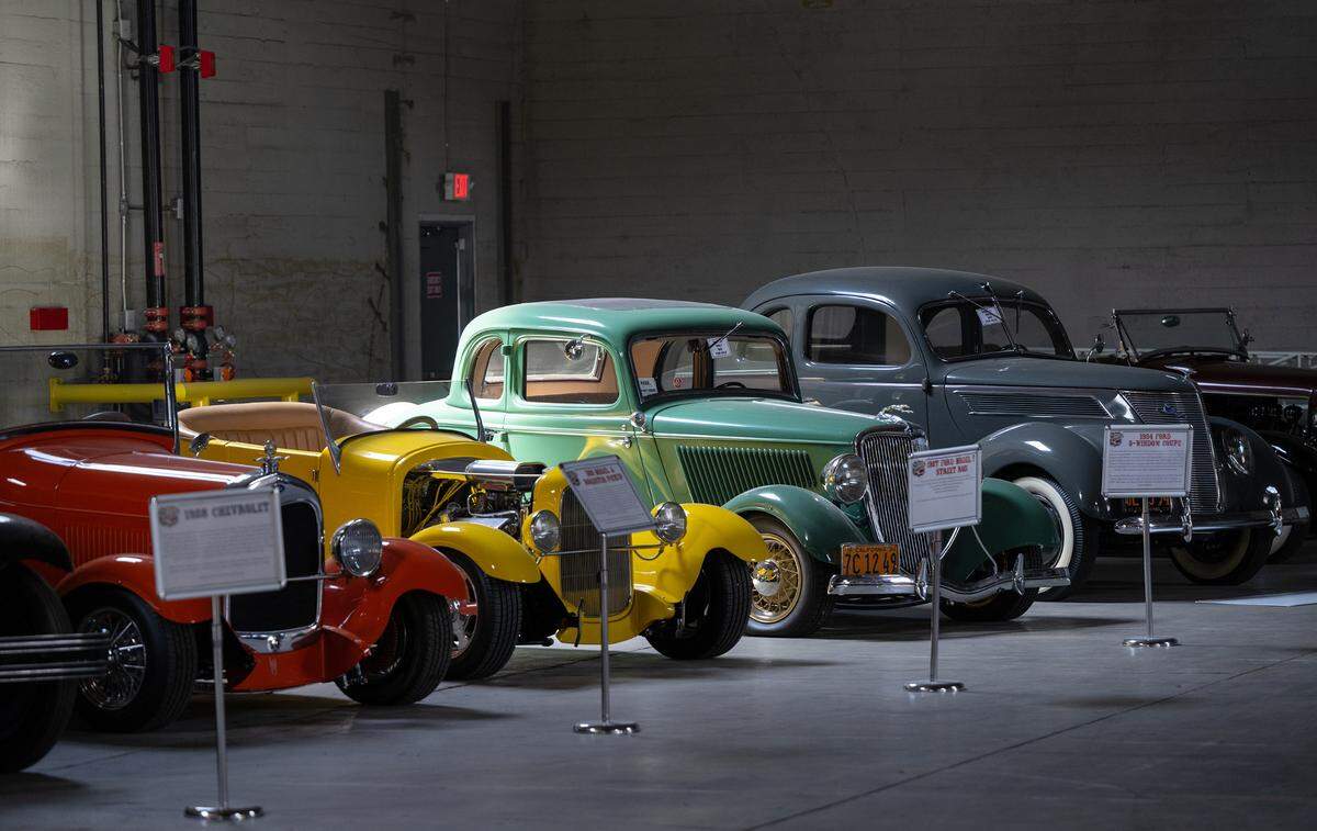 Classic cars on display at the Graffiti USA Museum in Modesto, Calif., Friday, May 17, 2024.