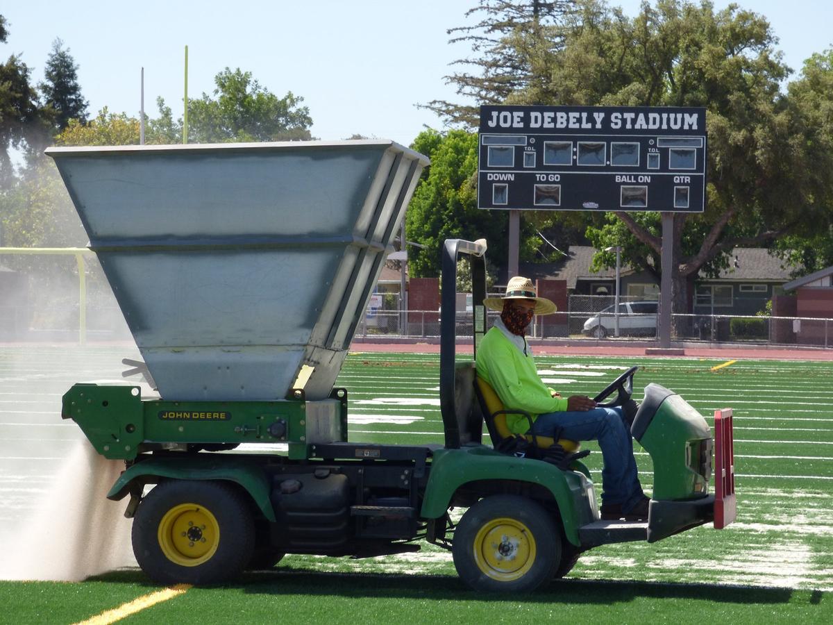 Joe Debely Stadium turf replacement at Turlock High School.