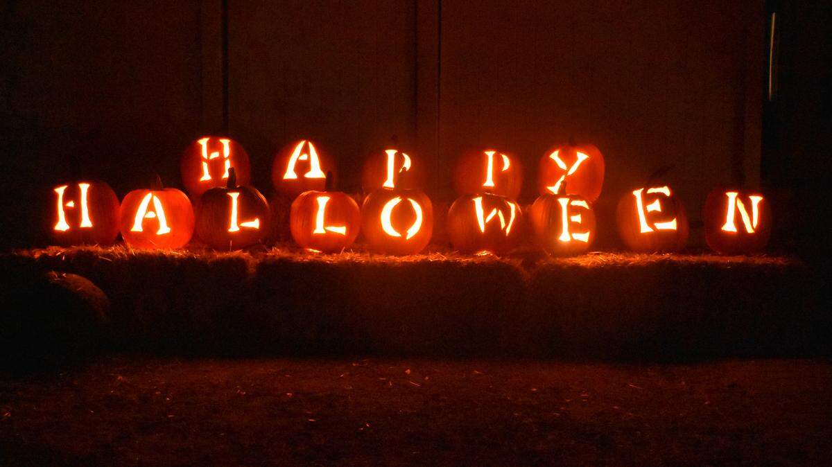 These gourds say it all at the walk-through display at the Munns home at 7667 Rodden Road, Oakdale, on Halloween night, Oct. 31, 2019.