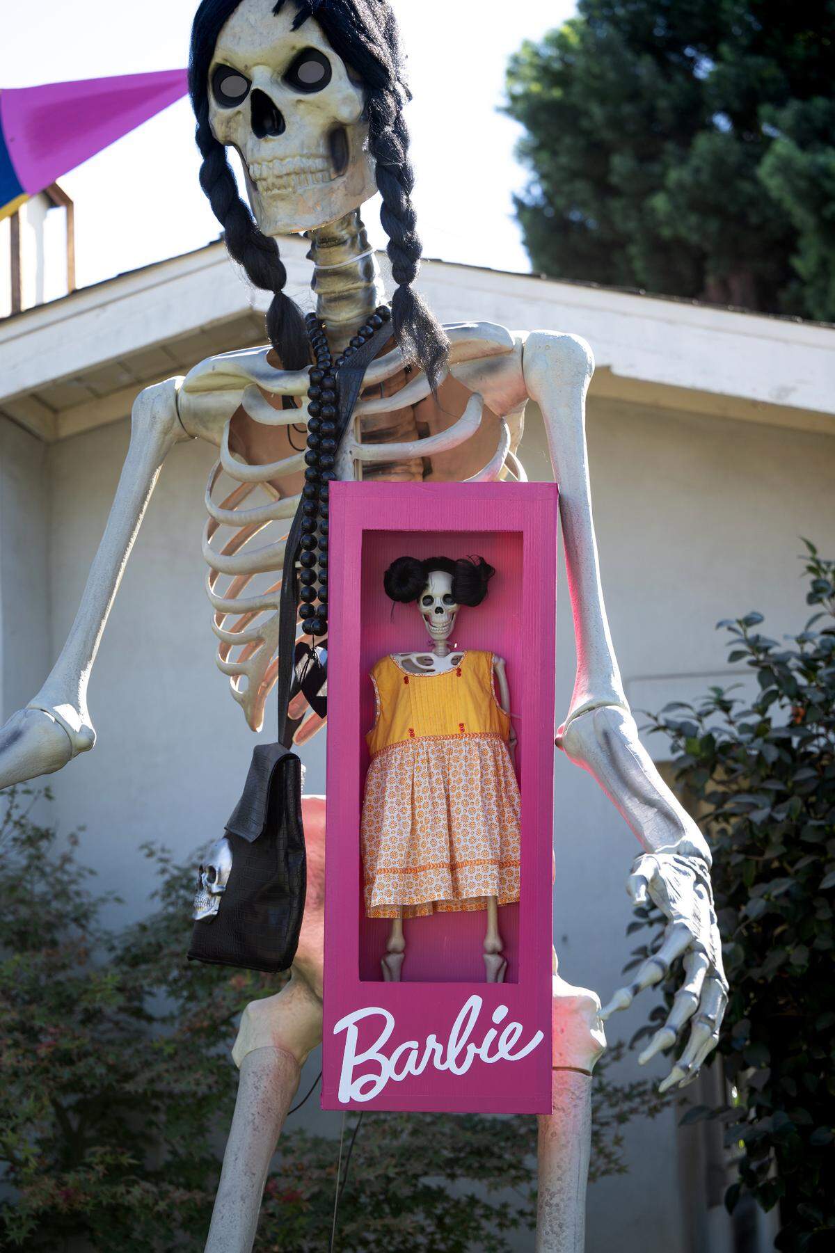 Barbie Bones Land Halloween display at 190 N Minaret Ave in Turlock, Thursday, Oct. 24, 2024.