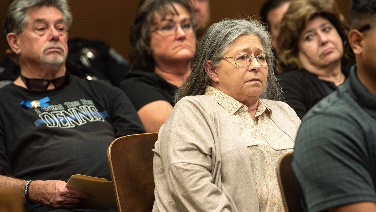 The mother of David Machado, Karen Tavares, the man who killed Stanislaus County Sheriff’s Deputy Dennis Wallace in 2016, spoke at his sentencing hearing in Modesto, Calif., on Monday, May 2, 2022.