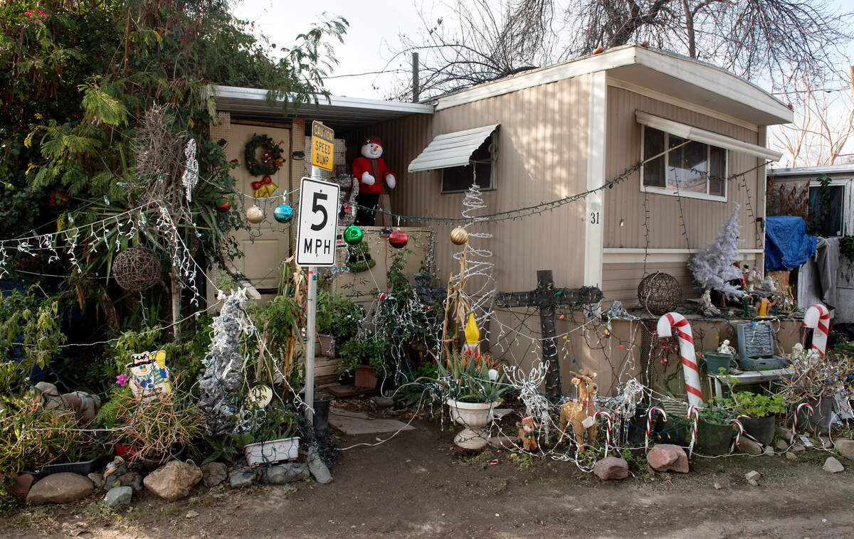 Home of Martin Padilla at Lazy Wheels mobile home park in Ceres, Calif., Friday, Dec. 23, 2022.