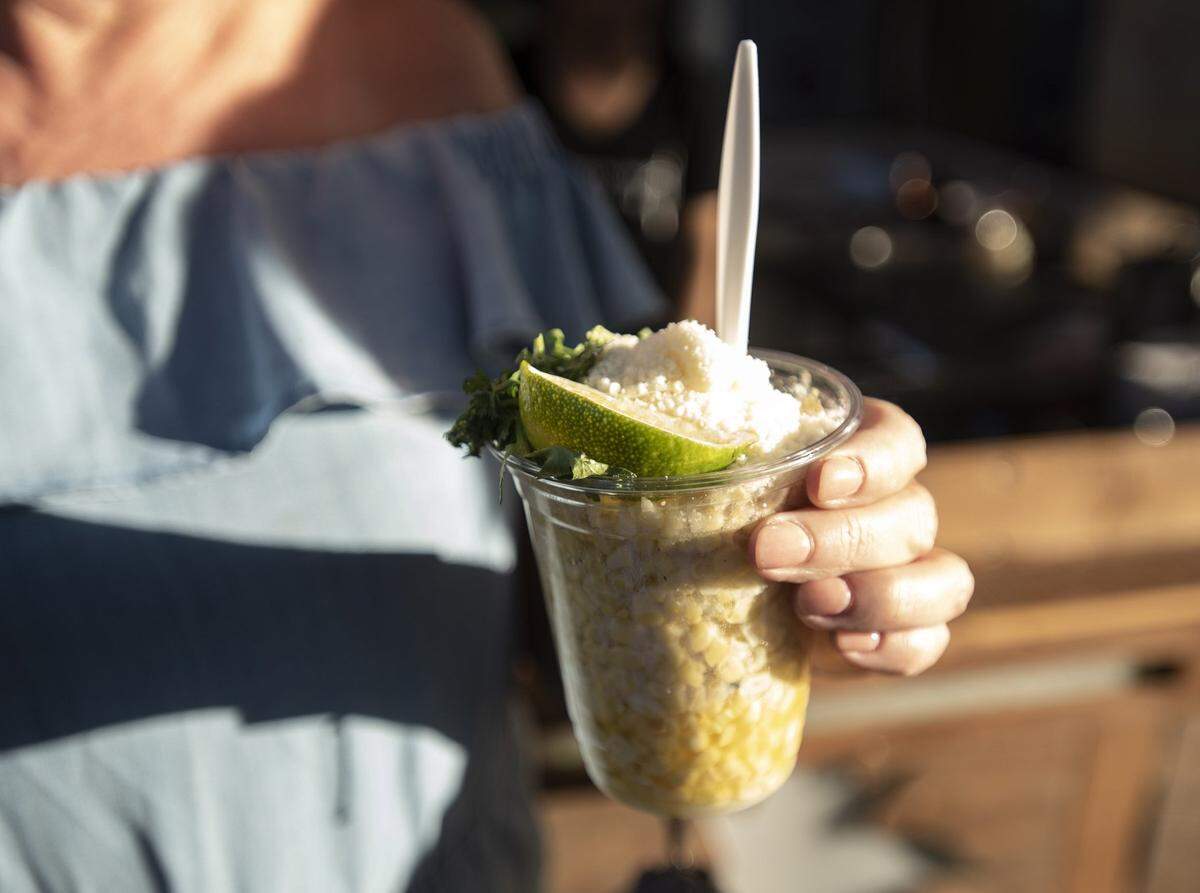 A sweet roasted corn cup was among the fair food options in 2019 at the Stanislaus County Fair in Turlock.