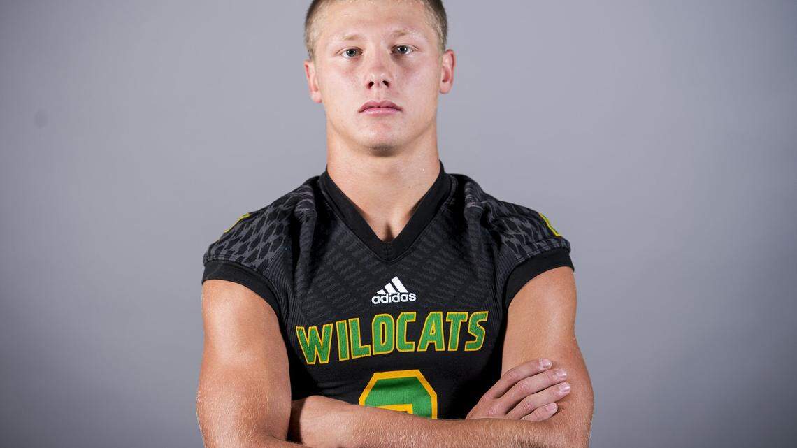 Sonora High senior Kane Rodgers suffered a broken leg in the Wildcats' 59-50 victory over Calaveras on Friday, Sept. 22, 2017, at Dunlavy Field. The Bee's top returning player and the reigning Mother Lode League MVP, Rodgers broke his leg in the first quarter.