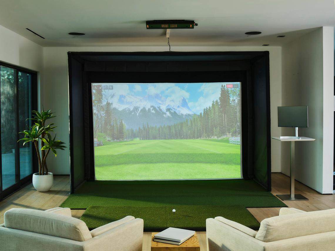 The Uneekor golf simulator system that will be used by the new Swing Center indoor golf and pro center under construction in Modesto, Calif.