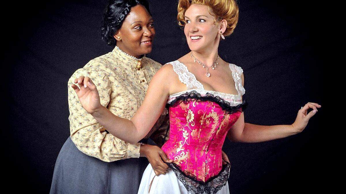 Jasmine Rush (left) and Emily Gatesman prepare for Sierra Repertory Theatre’s Intimate Apparel. The production will be at the East Sonora Theatre October 12-28.