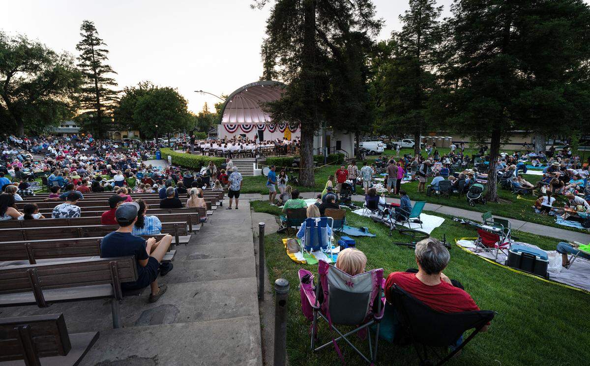 Opening night of MoBand at Mancini Bowl in Graceada Park in Modesto, Calif., Thursday, June 8, 2023.