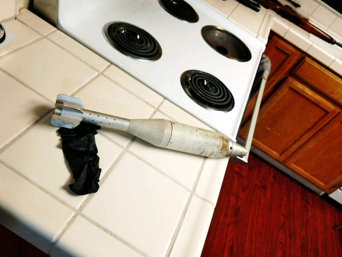 60-millimeter mortar round found during a search warrant in Turlock.