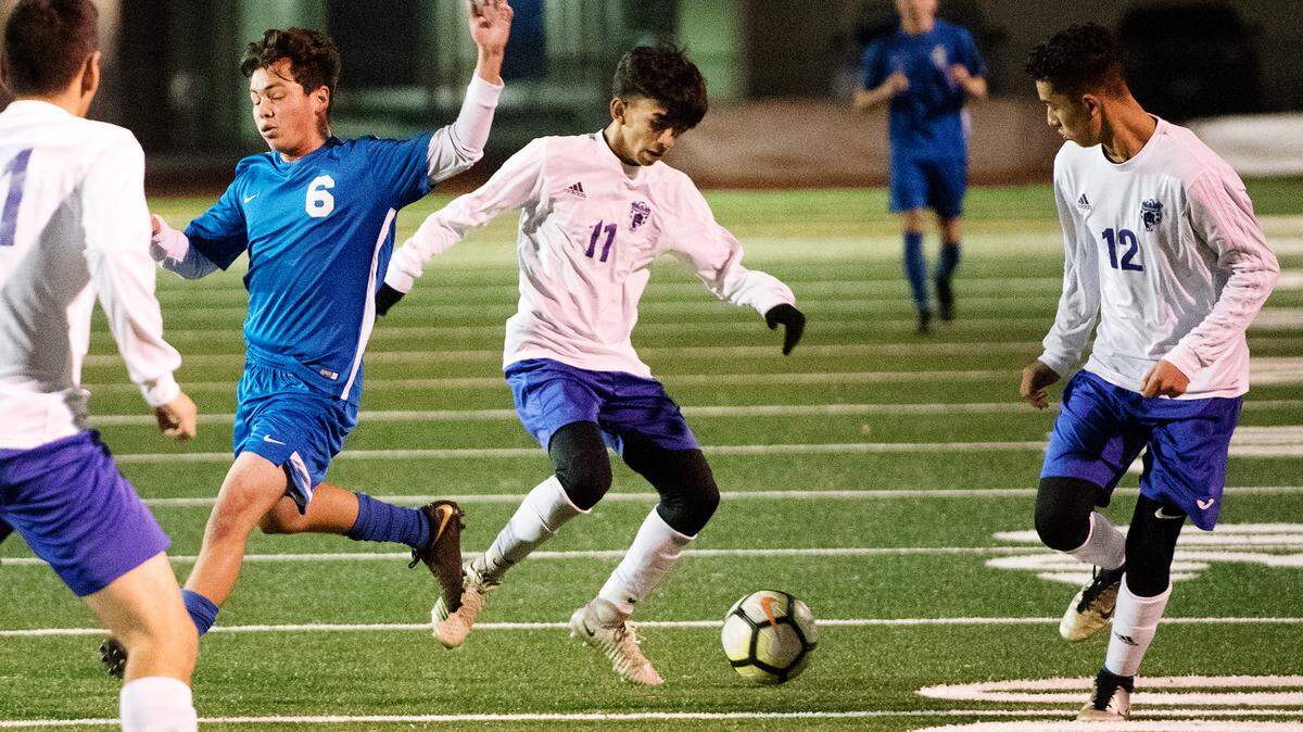 Pacheco Osiel Garcia steals the ball from Turlock’s Bryce Castro during a non-conference game in Turlock, Calif., Thursday, Jan. 3, 2019.
