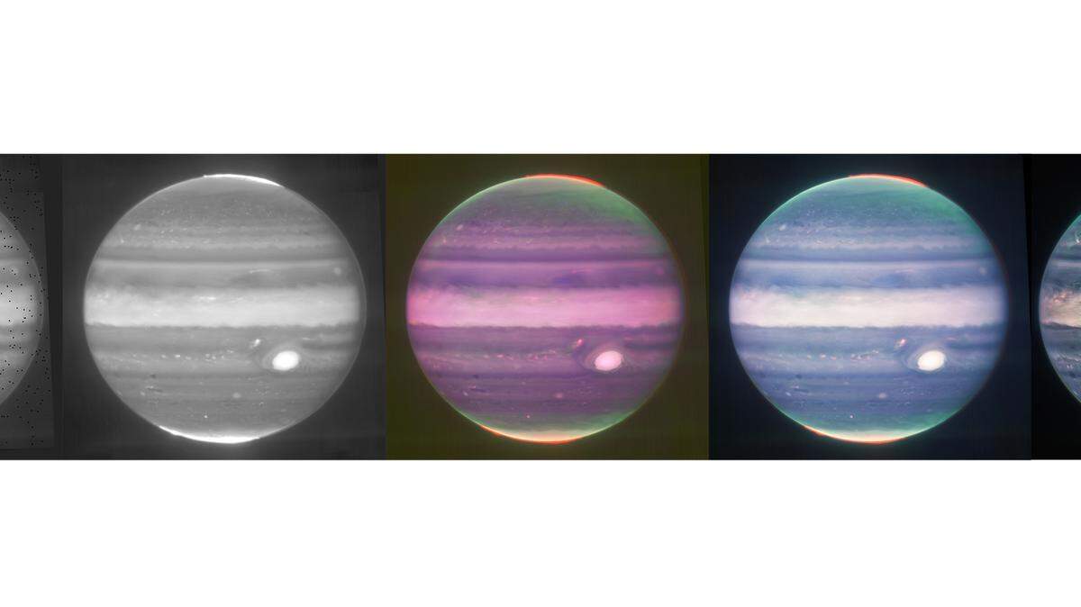 Raw space data, far left, is ugly before Modesto citizen scientist Judy Schmidt gets hold of it. She spent eight hours over two days refining images, as seen in this progression, to produce the stunning image of Jupiter at far right.