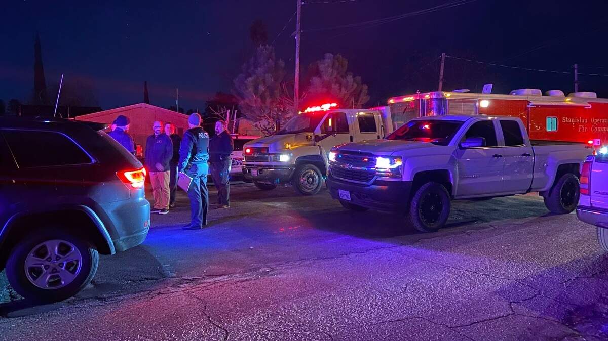 El puesto de mando en la escena del tiroteo de Turlock