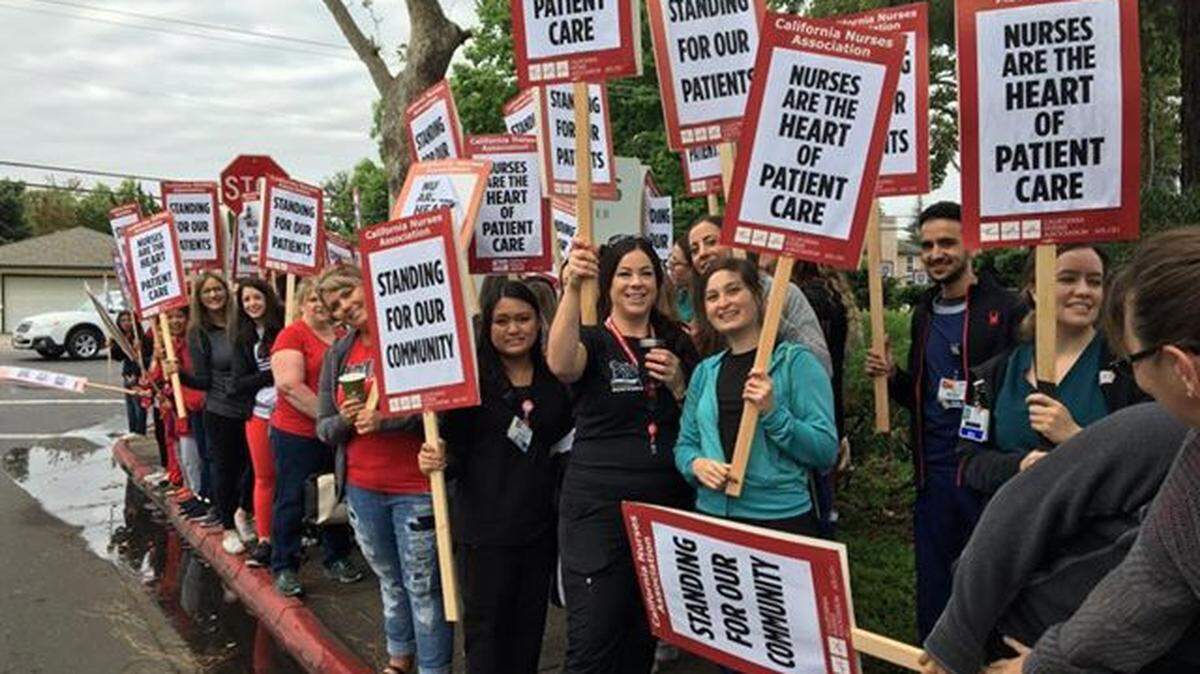 Doctors Medical Center received a warning from the City of Modesto for watering on the wrong day after nurses picketing outside said the sprinklers were turned on multiple times in an effort to get them to disperse.